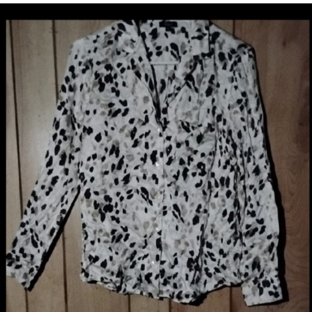 Rails Silk Leopard Print Button Blouse